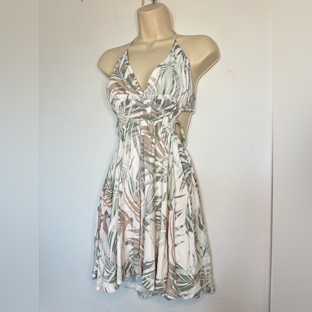 WINDSOR TROPICAL PRINT OPEN BACK STRAPPY MINI DRESS SZ MEDIUM